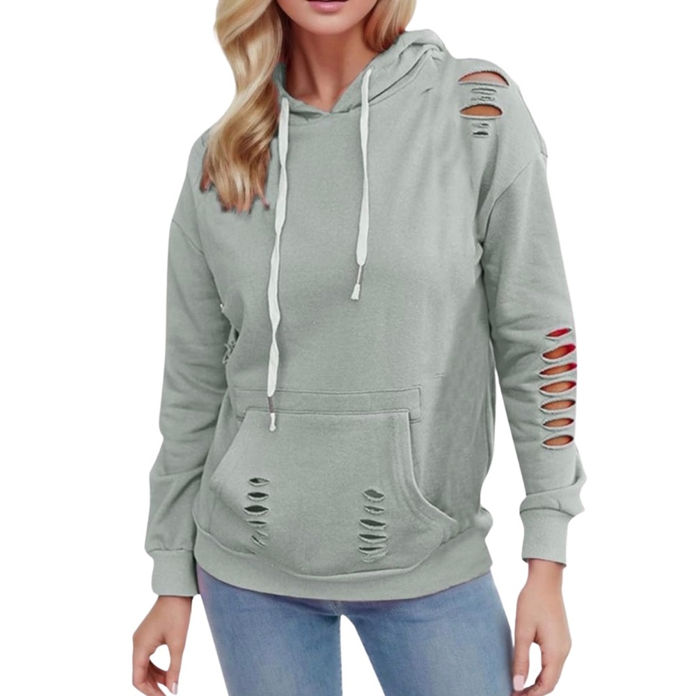 ALO YOGA Distressed Sweatshirt Hoodie